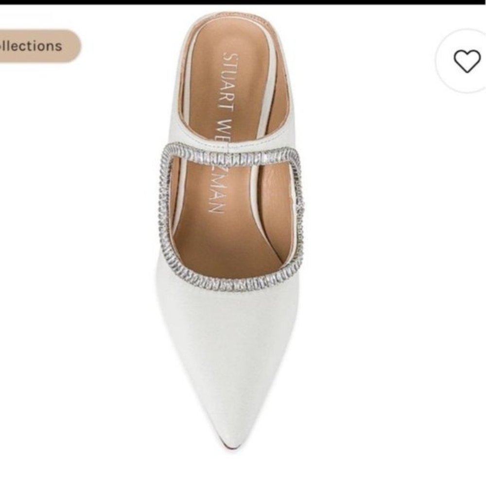 Stuart Weitzman Xcurve Crystal 100 Mule In White … - image 4